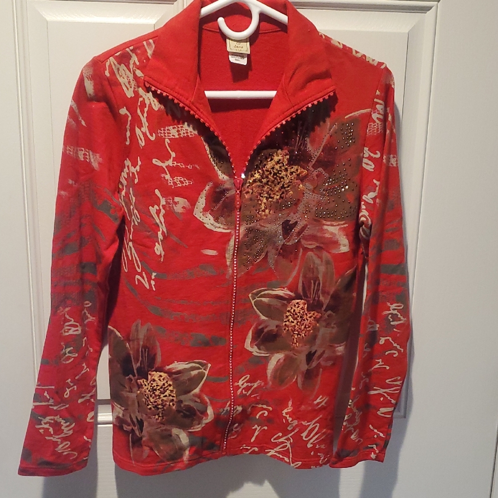 Jess & Jane  Red Floral Women's Jacket